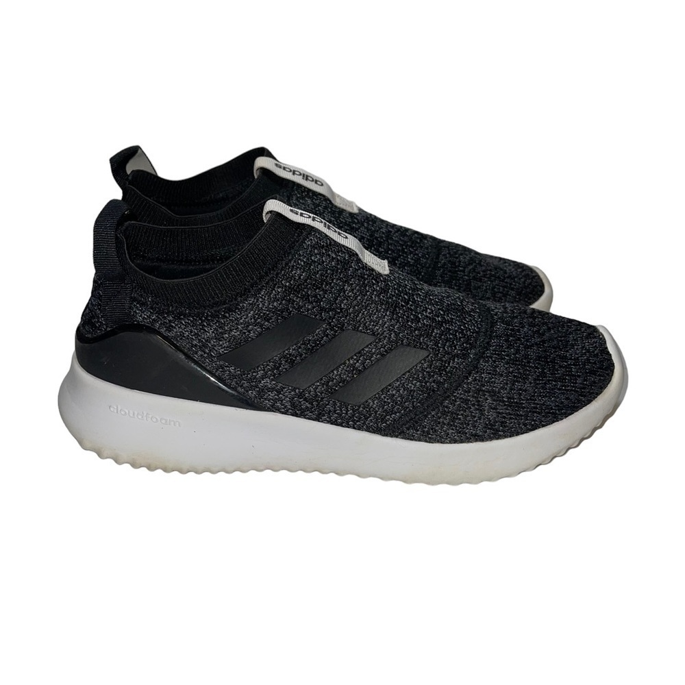 adidas Women's Slip-On Knit Sneakers in Black and White - Picture 3 of 8